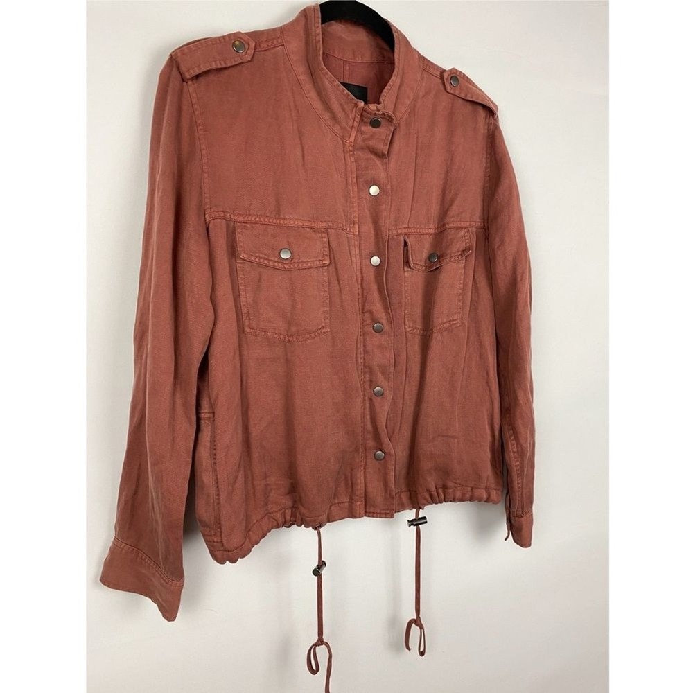 Rails Womens Collins Linen Blend Moto Jacket M Burgundy Moto Boho Guinevere Beck - Picture 4 of 10